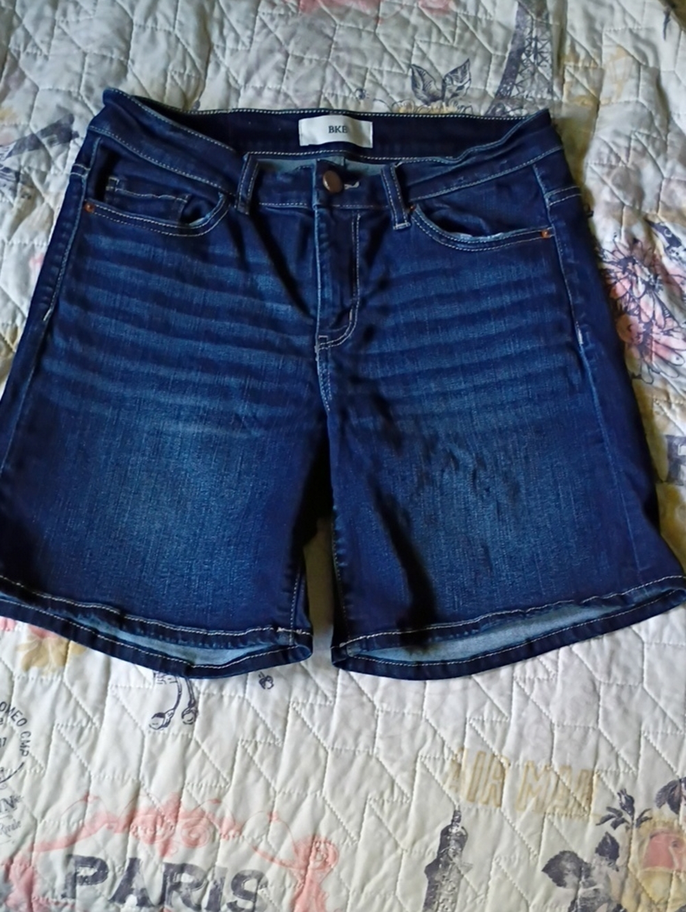 BKE Women's Dark Wash Blue Denim Shorts